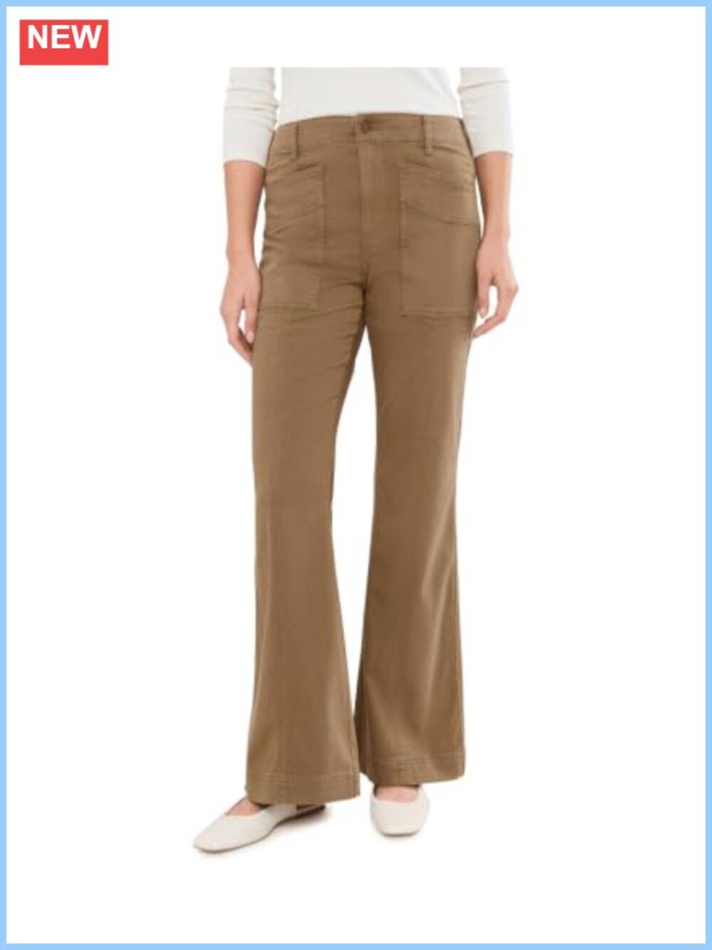 High-Rise Flare Jeans with Patch Front Pockets Regular Fit